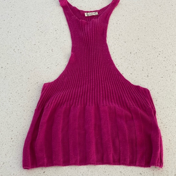 NWT INTIMATELY FREE PEOPLE take me back Braimi racer back tank ribbed pink  XS - Picture 3 of 6